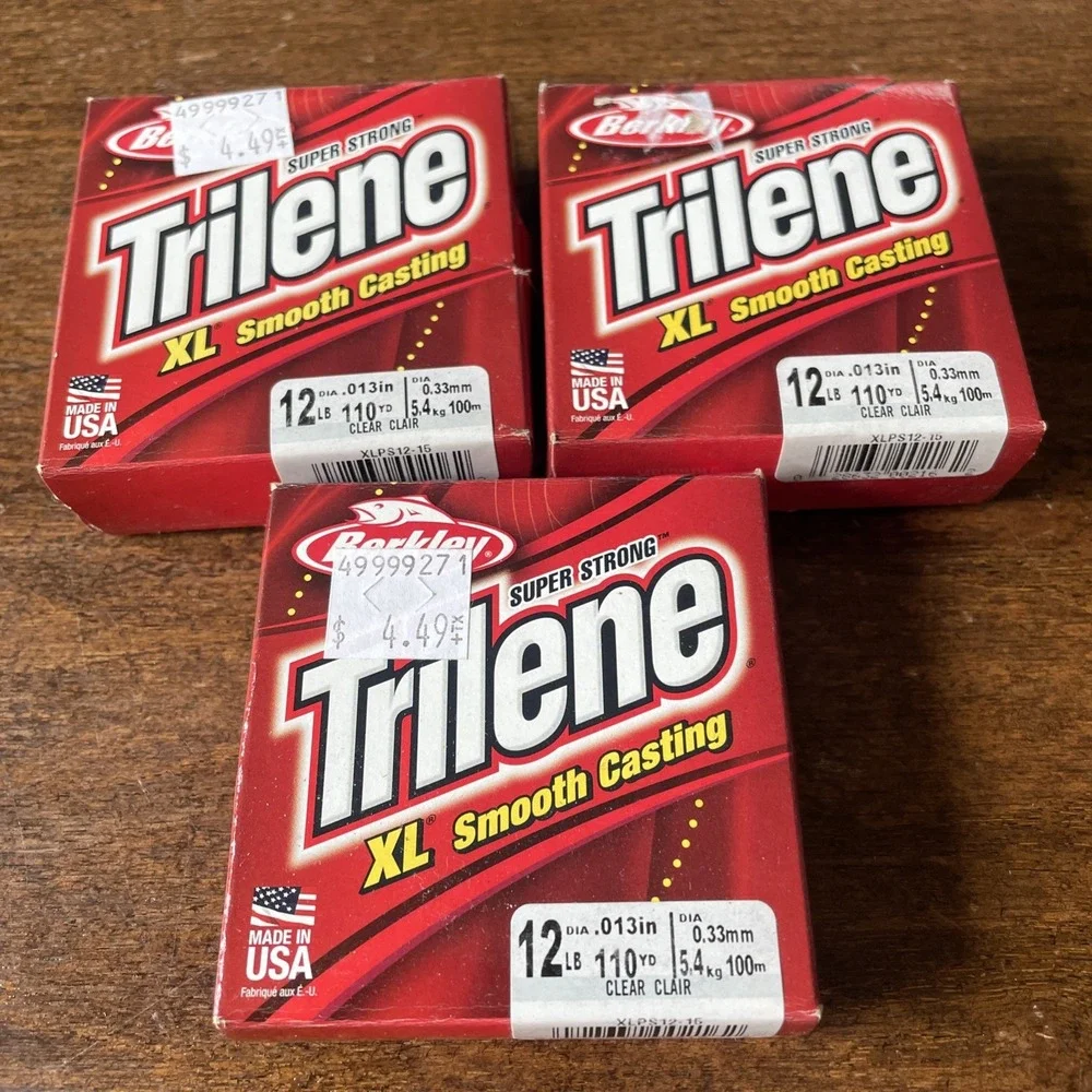 Lot of 3 Berkley Trilene XL Smooth Casting 12lb 110yd .33mm Clear Fishing Line